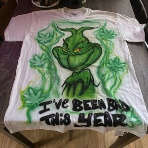 Custom Airbrushed The Grinch High Graphic T-Shirt Unisex Medium White W/out Tag